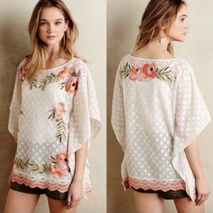 Anthropologie  Augustine Floral Embroidered Poncho